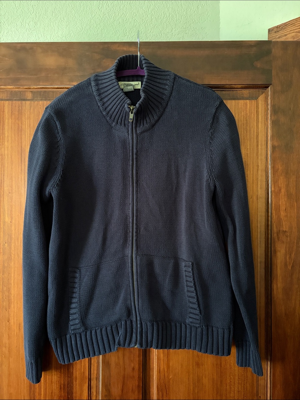 Eddie Bauer Dark Navy Full-Zip Knit Sweater